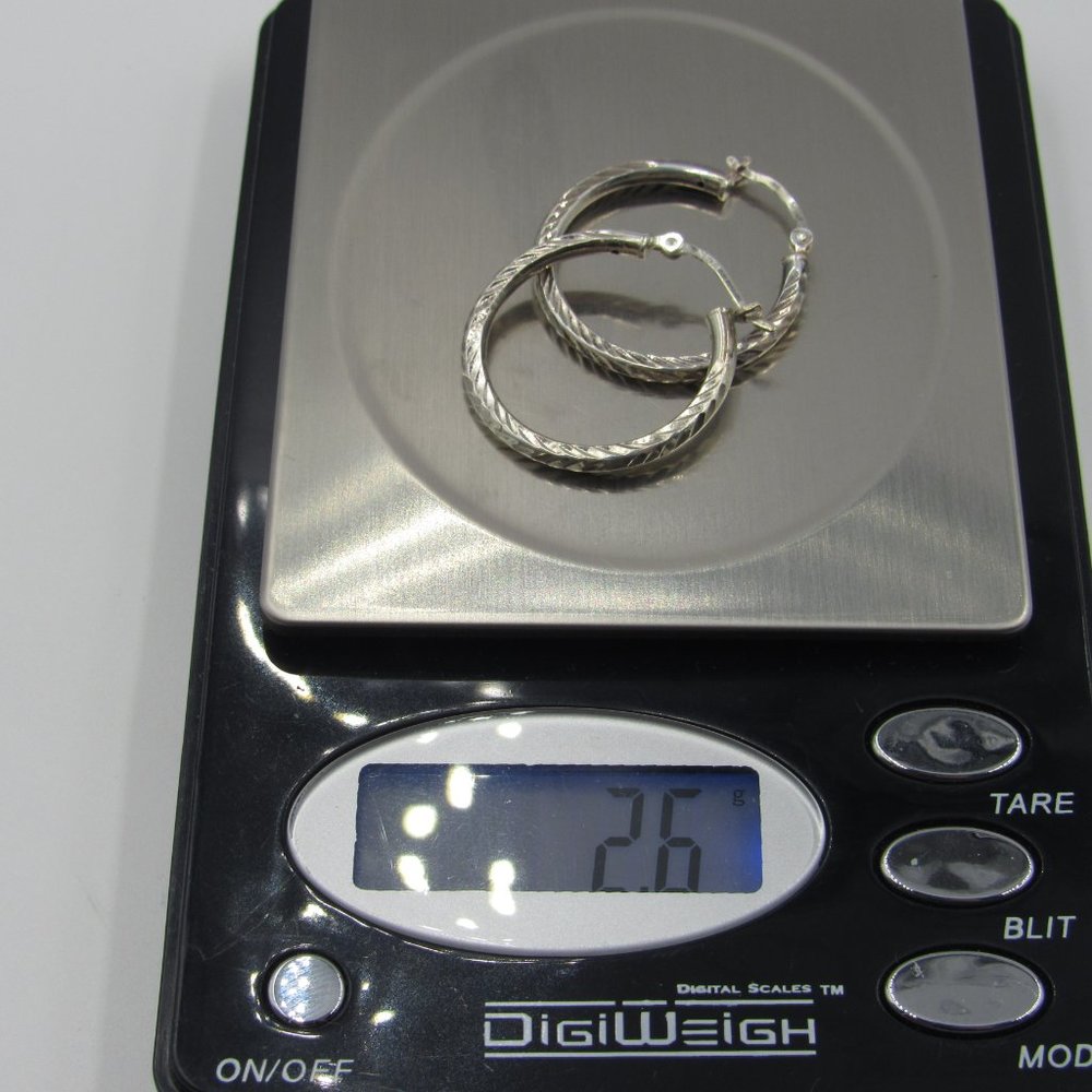 Sterling Silver Circle Textured Pattern Earrings - image 5